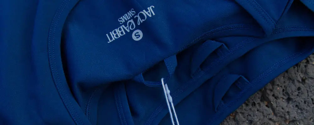 Close-up of Jack Rabbit Swims fitted swim tshirt